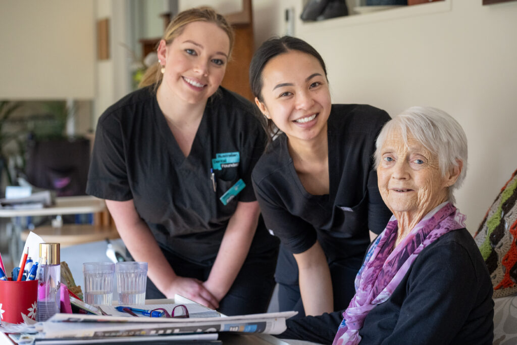 ADFi’s oral health therapist Han and dental assistant Sasha with Margaret at Lameroo District Health Services 