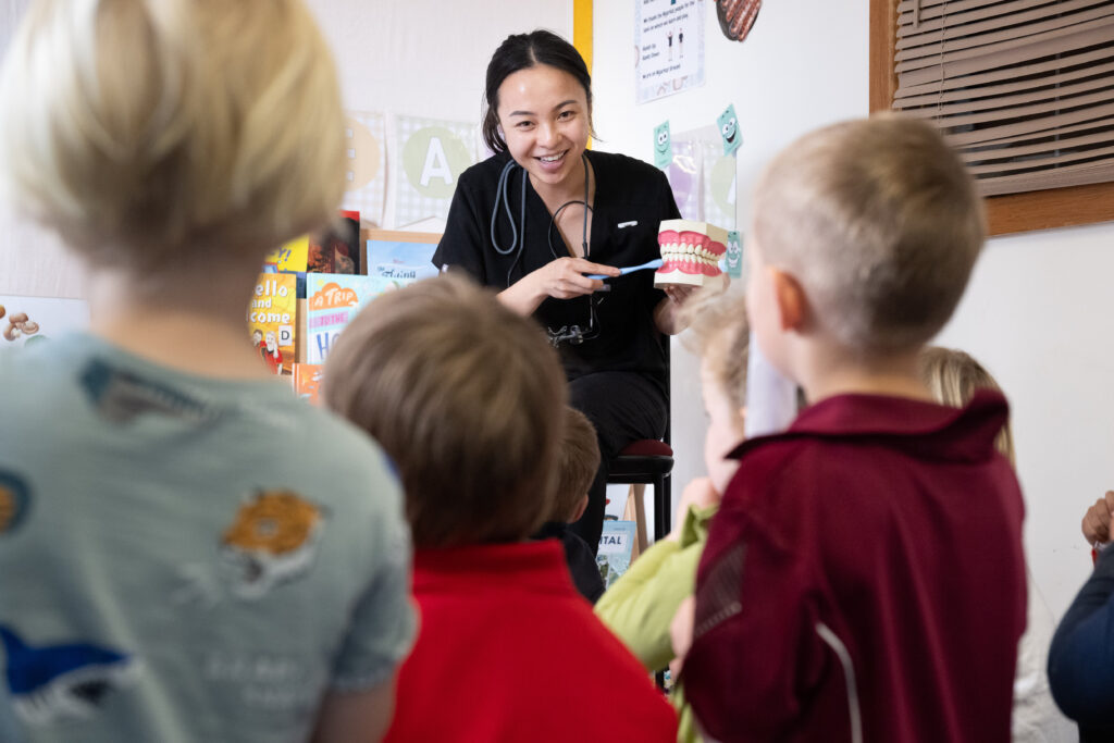 ADFi’s oral health therapist Han and dental assistant Sasha at Lameroo Kindergarten